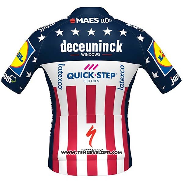 2020 Maillot Ciclismo Deceuninck Quick Step Champion USA Manches Courtes et Cuissard